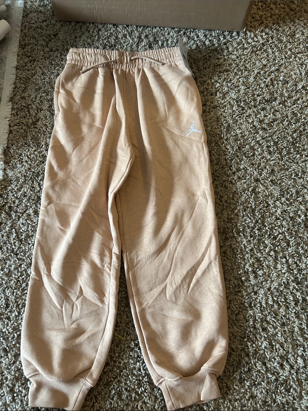 Jordan Kids Tan Fleece Joggers with White Jumpman